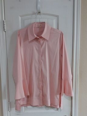 Chico's Black Label Pink Bell Sleeve Poplin Blouse [Size M]
